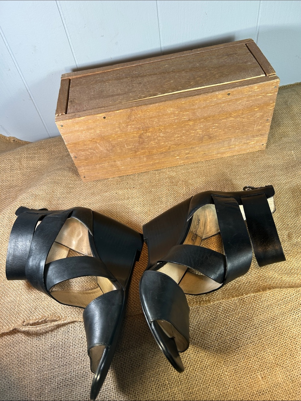 Michael Kors Black Strappy Wedge Sandals - Picture 7 of 13